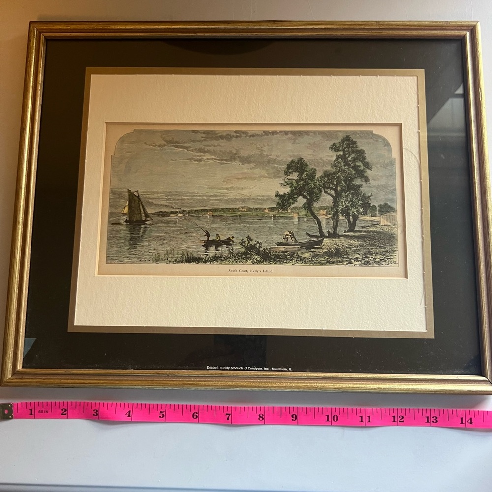 Vintage Engraving Hand Colored Picture of the Kelly’s Island
